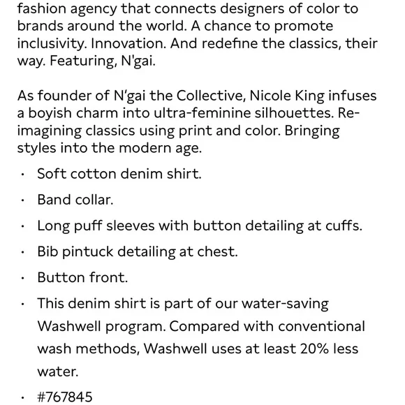 GAP Blue Button Down Shirt with Mandarin Collar and 3/4 Sleeves - Picture 3 of 10